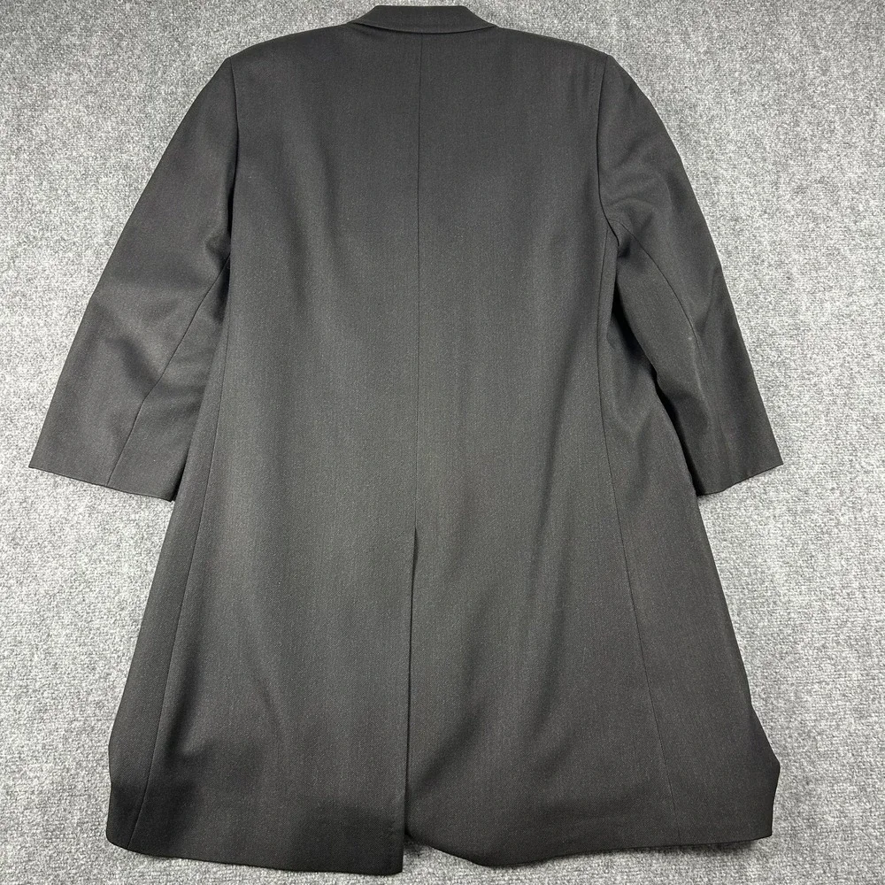 Canali Overcoat Mens 42R Black Wool Single Breasted Water Resistant Italy‎